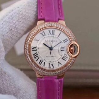 AAA Replica Cartier Ballon Bleu 36MM Rose Gold V9 Factory Silver Dial Ladies Watch