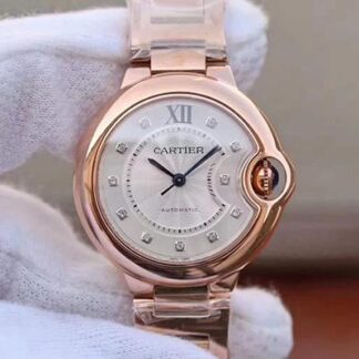 AAA Replica Ballon Bleu De Cartier Ladies 33 WE902062 V9 Factory White Textured Dial Ladies Watch