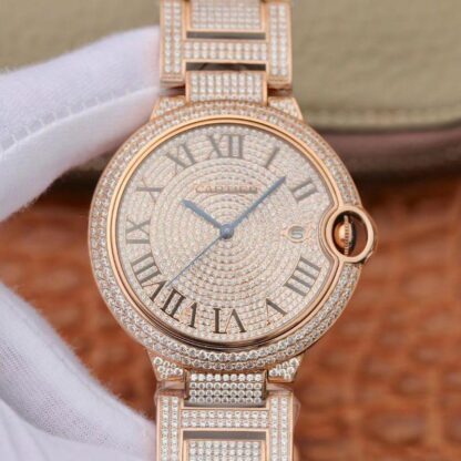 AAA Replica Ballon Bleu De Cartier W69006Z2 42mm TW Factory Rose Gold Diamonds Dial Mens Watch