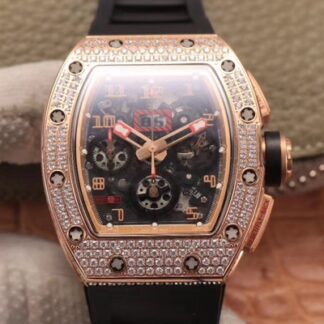 AAA Replica Richard Mille RM011 RG/5423 Felipe Massa KV Factory Rose Gold Diamond Bezel Mens Watch