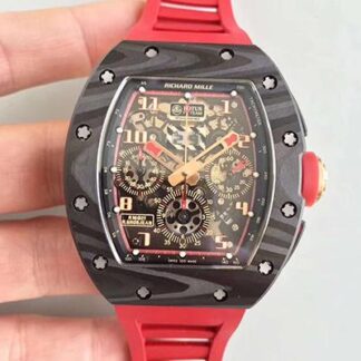 AAA Replica Richard Mille RM011 Lotus F1 Team Romain Grosjean Forged Carbon KV Factory Black Skeleton Dial Mens Watch