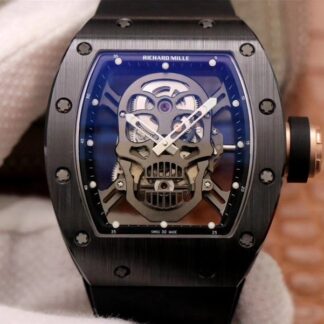 AAA Replica Richard Mille RM052-01 ZF Factory Black Ceramic Grey Skull Dial Mens Watch