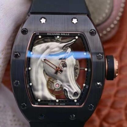 AAA Replica Richard Mille Polo Club Saint Tropez RM52-02 KV Factory White Horse Head Skeleton Dial Mens Watch