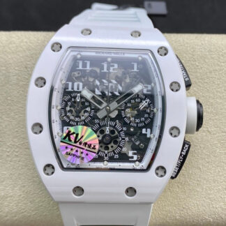 AAA Replica Richard Mille RM011-FM KV Factory White Ceramic Skeleton Dial Mens Watch