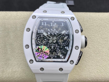 AAA Replica Richard Mille RM011-FM KV Factory White Ceramic Skeleton Dial Mens Watch