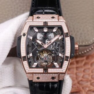 AAA Replica Hublot Masterpiece Tourbillon 906.OX.0123.VR.AES13 JB Factory Rose Gold Diamond Mens Watch