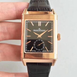 AAA Replica Jaeger-LeCoultre Grande Reverso Q3738420 Rose Gold Black Dial Mens Watch