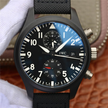 AAA Replica IWC Pilot TOP GUN IW389001 ZF Factory Black Strap Mens Watch