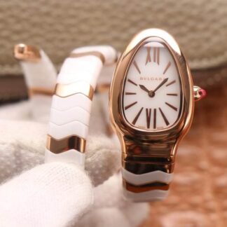 AAA Replica Bvlgari Serpenti BV Factory Rose Gold White Dial Ladies Watch