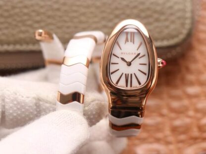 AAA Replica Bvlgari Serpenti BV Factory Rose Gold White Dial Ladies Watch