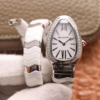 AAA Replica Bvlgari Serpenti BV Factory Silver Diamond Bezel Ladies Watch