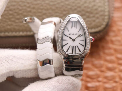 AAA Replica Bvlgari Serpenti BV Factory Silver Diamond Bezel Ladies Watch