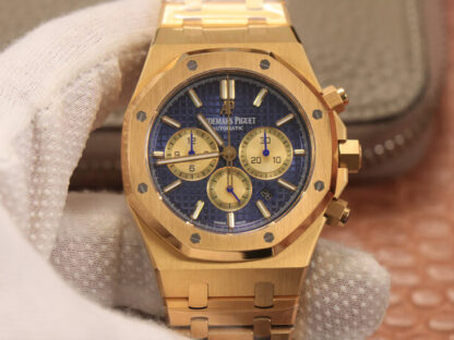 AAA Replica Audemars Piguet Royal Oak Chronograph 26331BA.OO.1220BA.01 OM Factory Yellow Gold Black Dial Mens Watch