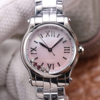 AAA Replica Chopard Happy Sport 278573 YF Factory Stainless Steel Pink Dial Ladies Watch