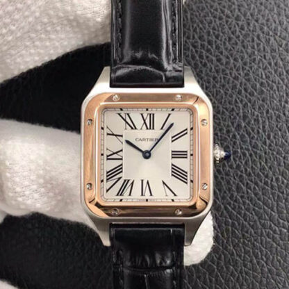 AAA Replica Cartier Santos W2SA0012 Ladies Rose Gold White Dial Ladies Watch