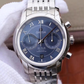 AAA Replica Omega De Ville 431.10.42.51.03.001 OM Factory Stainless Steel Blue Dial Mens Watch