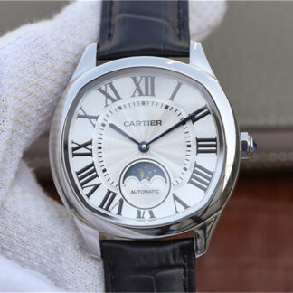 AAA Replica Drive De Cartier Moonphase WSNM0008 White Dial Mens Watch