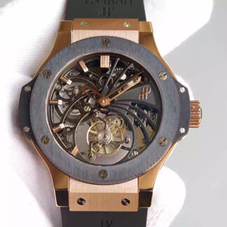 AAA Replica Hublot Big Bang Hollow Tourbillon Black Skeleton Dial Mens Watch