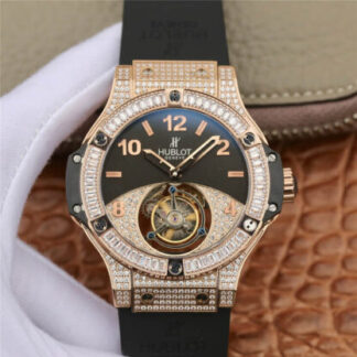 AAA Replica Hublot Big Bang Tourbillon Rose Gold Diamond Dial Mens Watch