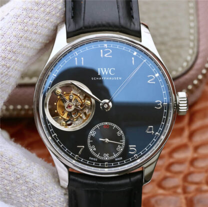 AAA Replica IWC Portuguese Tourbillon ZF Factory Stainless Steel Black Dial Mens Watch