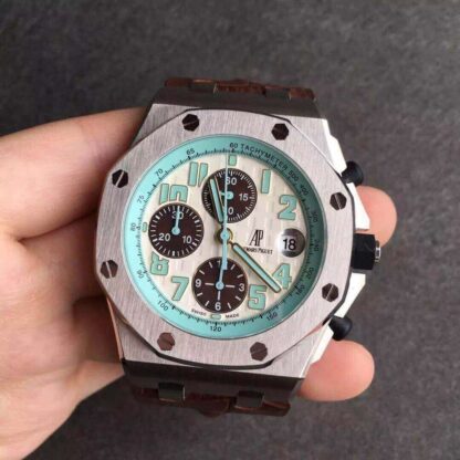 AAA Replica Audemars Piguet Royal Oak Offshore 26187ST.OO.D801CR.01 JF Factory Brown Strap Mens Watch