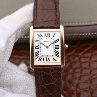 AAA Replica Cartier Tank W5200025 K11 Factory Rose Gold White Dial Mens Watch