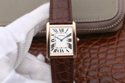 AAA Replica Cartier Tank W5200025 K11 Factory Rose Gold White Dial Mens Watch