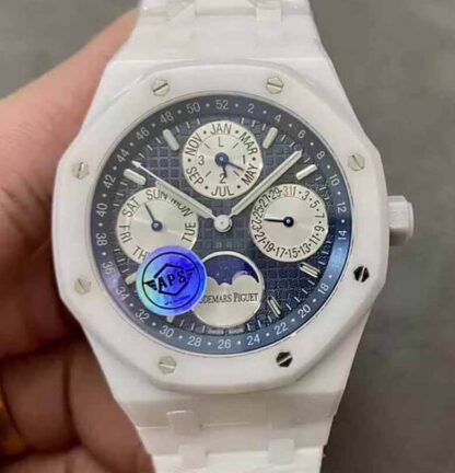 AAA Replica Audemars Piguet Royal Oak 26579CB.OO.1225CB.01 APS Factory V3 White Strap Mens Watch | aaareplicawatches.is