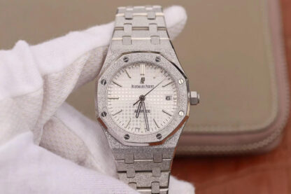 AAA Replica Audemars Piguet Royal Oak 15454BC.GG.1259BC.01 JH Factory White Dial Ladies Watch