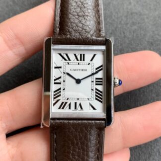 AAA Replica Cartier Tank WSTA0030 K11 Factory Dark Brown Strap Ladies Watch