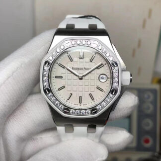 AAA Replica Audemars Piguet Royal Oak Offshore 67540SK.ZZ.A010CA.01 White Strap Ladies Watch