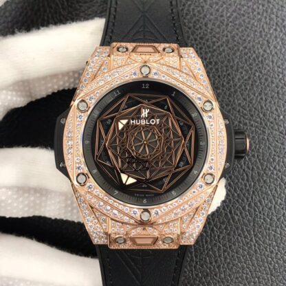 AAA Replica Hublot Big Bang WWF Factory Diamond Black Dial Mens Watch