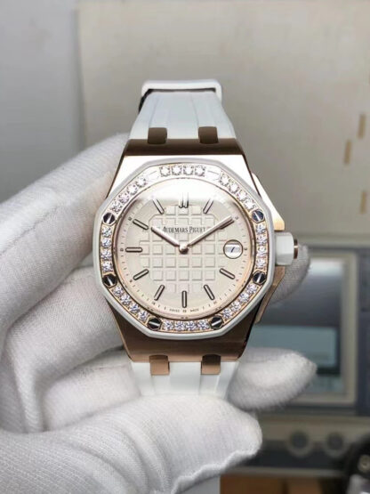 AAA Replica Audemars Piguet Royal Oak Offshore 67540OK.ZZ.A010CA.01 Diamond White Dial Ladies Watch