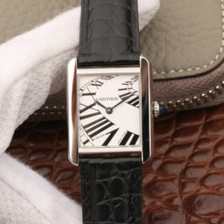 AAA Replica Cartier Tank W5200018 K11 Factory Black Strap Ladies Watch