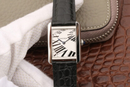 AAA Replica Cartier Tank W5200018 K11 Factory Black Strap Ladies Watch