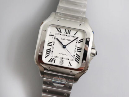 AAA Replica Cartier Santos WSSA0009 BV Factory Stainless Steel White Dial Mens Watch