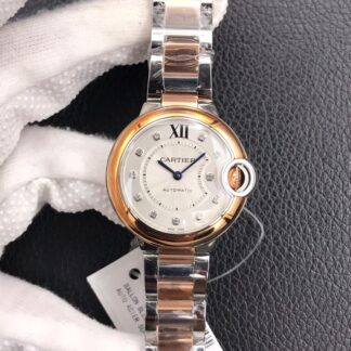 AAA Replica Ballon Bleu De Cartier 28MM V6 Factory Gold Bezel Ladies Watch