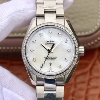 AAA Replica Omega Seamaster 231.15.34.20.55.002 Aqua Terra 150M 3S Factory Diamond Bezel Ladies Watch