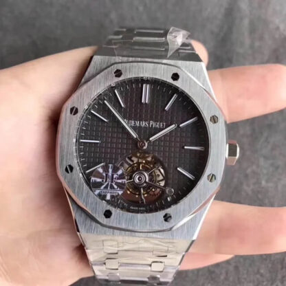 AAA Replica Audemars Piguet Royal Oak Tourbillon 26510PT.OO.1220PT.01 JF Factory Stainless Steel Grey Dial Mens Watch