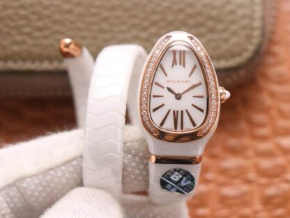 AAA Replica Bvlgari Serpenti 102613 BV Factory White Strap Ladies Watch