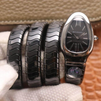 AAA Replica Bvlgari Serpenti BV Factory Black Strap Ladies Watch