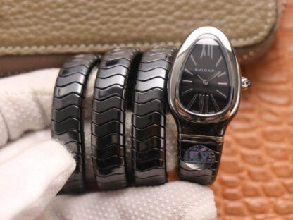 AAA Replica Bvlgari Serpenti BV Factory Black Strap Ladies Watch