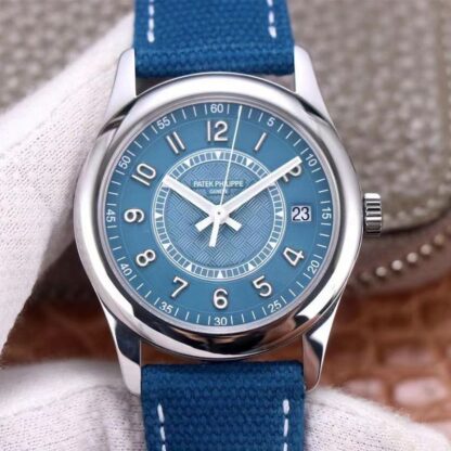 AAA Replica Patek Philippe Calatrava 6007A-001 ZF Factory Blue Strap Mens Watch