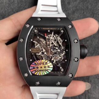 AAA Replica Richard Mille RM035 Americas KV Factory Black Ceramic Case White Strap Mens Watch