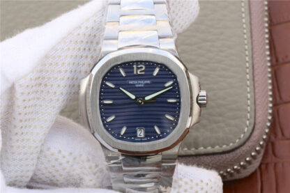 AAA Replica Patek Philippe Nautilus 7118/1A-001 PF Factory Stainless Steel Blue Dial Ladies Watch