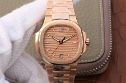 AAA Replica Patek Philippe Nautilus Ladies 7118-1R-010 PF Factory Rose Gold Dial Ladies Watch