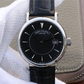 AAA Replica Patek Philippe Calatrava 5153G-001 ZF Factory Stainless Steel Black Dial Mens Watch