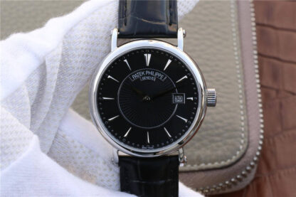 AAA Replica Patek Philippe Calatrava 5153G-001 ZF Factory Stainless Steel Black Dial Mens Watch