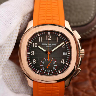 AAA Replica Patek Philippe Aquanaut 5968A-001 Rose Gold Black Dial Mens Watch