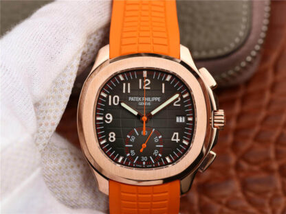 AAA Replica Patek Philippe Aquanaut 5968A-001 Rose Gold Black Dial Mens Watch